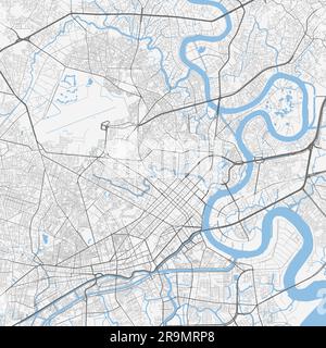 Ho Chi Minh map. Detailed map of Ho Chi Minh city administrative area. Cityscape panorama. Road map with highways, rivers. Royalty free vector illustr Stock Vector