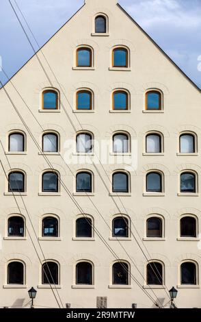 Facade of restored medieval granary on the Granary island in the old town of Gdansk . Poland Stock Photo
