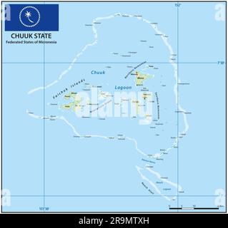 Vector map of Chuuk State, Federated States of Micronesia Stock Photo