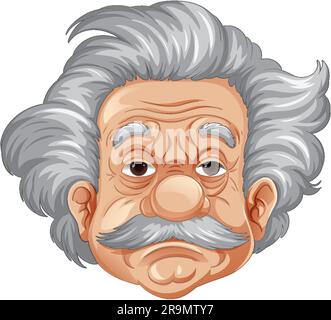 Albert Einstein cartoon character illustration Stock Vector