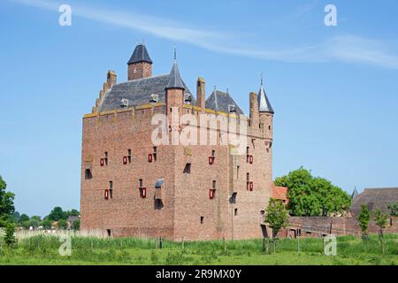 Medieval castle Doornenburg in Doornenburg in the Netherlands with a blue sky with veil clouds Stock Photo