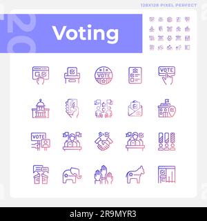 Pixel perfect gradient voting icons set Stock Vector
