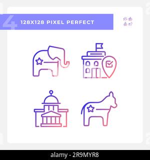 Pixel perfect gradient voting icons set Stock Vector
