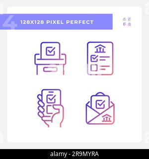 Pixel perfect set of gradient voting icons Stock Vector