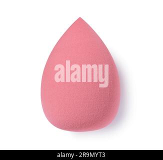 An egg-shaped makeup sponge placed on a white background. Stock Photo
