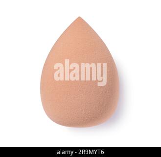 An egg-shaped makeup sponge placed on a white background. Stock Photo