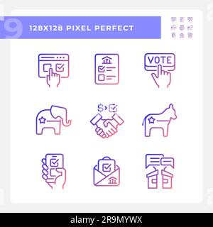 Pixel perfect gradient voting icons set Stock Vector