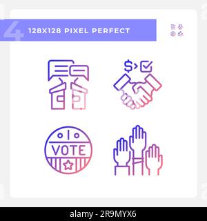 Pixel perfect gradient voting icons Stock Vector