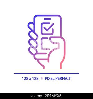Pixel perfect icon of voting on smartphone Stock Vector