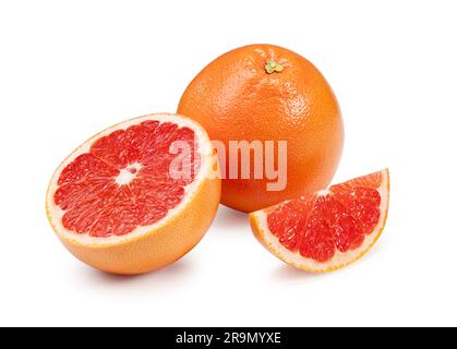 Cut grapefruit placed on a white background. Stock Photo