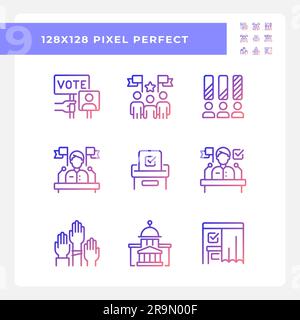Pixel perfect gradient voting icons pack Stock Vector