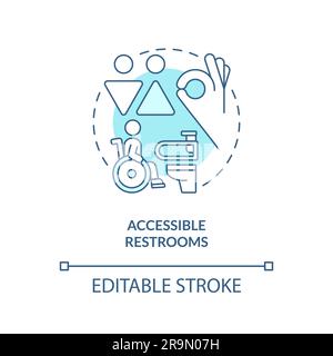 Accessible restrooms turquoise concept icon Stock Vector