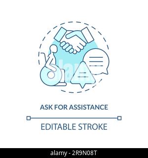 Ask for assistance turquoise concept icon Stock Vector