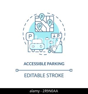 Accessible parking turquoise concept icon Stock Vector