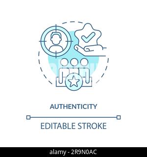 Authenticity turquoise concept icon Stock Vector