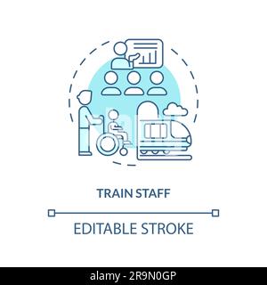 Train staff turquoise concept icon Stock Vector