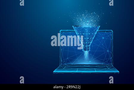Sales Funnel on Laptop Stock Vector