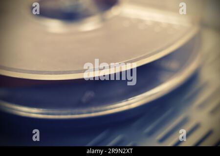 Old vintage reel tape recorder. Close up. Stock Photo