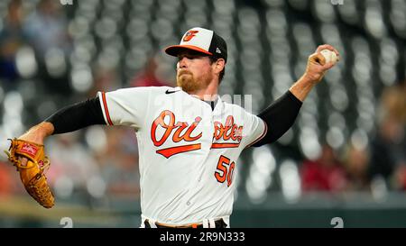 Baltimore Orioles pitcher Bruce Zimmermann during a baseball game