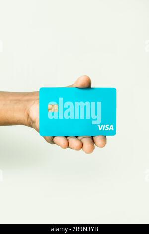 hand holding credit card mockup Stock Photo
