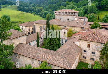 The Quejana Complex of Historical Monument. Ayala Palace. Overview. Set in a convent, church and chapel. Basque Country, Spain Stock Photo