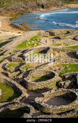 Castro de Barona, Celtic settlement -1st century BC, Porto do Son, La Coruna province, Region of Galicia, Spain Stock Photo