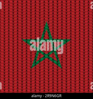 Flag of Morocco on a braided rop. Stock Vector