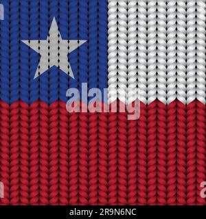 Flag of Chile on a braided rop. Stock Vector