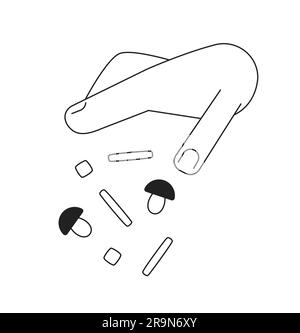 Hand pour vegetables semi flat monochrome flat vector object Stock Vector
