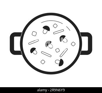 Top view on vegetables in pot monochrome flat vector object Stock Vector