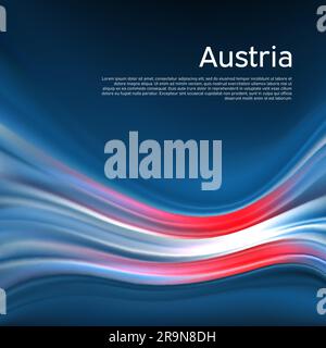 Austria flag background. Abstract austrian flag in the blue sky. National holiday card design. Business brochure design. State banner, austria poster Stock Vector