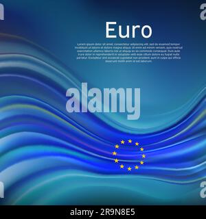 EU flag background. Abstract European Union flag in the blue sky. Holiday card design. Business brochure design. State banner, eu poster. Vector Stock Vector