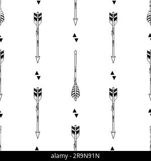 Vector seamless pattern with tribal arrows and triangles. Boho style Stock Vector