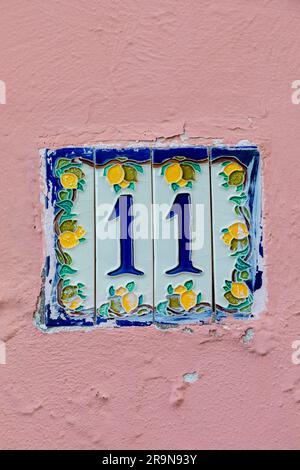 House Number, Procida, Campania, Italy, South West Europe Stock Photo