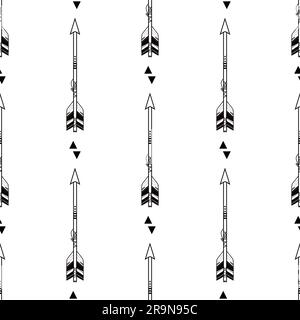 Vector seamless pattern with tribal arrows and triangles. Boho style Stock Vector