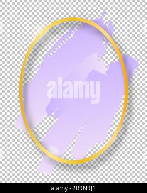 Vector golden shiny vintage oval frame with brush strokes isolated on transparent background. Luxury glowing realistic border Stock Vector