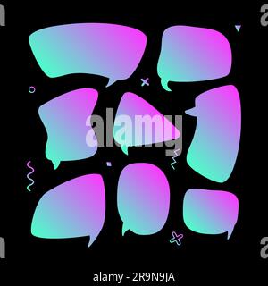 Vector trendy set with speech bubbles in modern gradient cosmic design with place for text Stock Vector