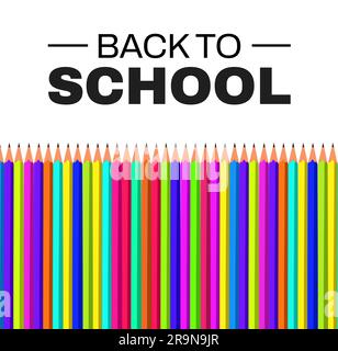 Back to School concept background with Colorful pencils and typography above it. Kids back to school concept design Stock Photo