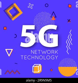 Vector 5G icon and symbol. Illustration of 5th generation wireless internet network connection. Mobile devices telecommunication technology concept de Stock Vector
