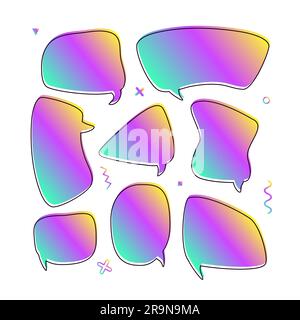 Vector trendy set with speech bubbles in modern gradient cosmic design with place for text Stock Vector