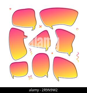 Vector trendy set with speech bubbles in modern gradient cosmic design with place for text Stock Vector