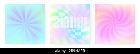 Vector set of trendy gradient blurred backgrounds. Modern vibrant postcards for fashion advertising, social media with motivational quotes in modern p Stock Vector