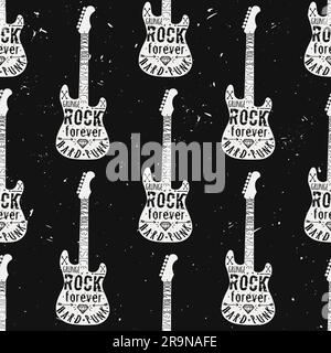 Punk rock seamless pattern. Metal music style symbols, grunge elements ...