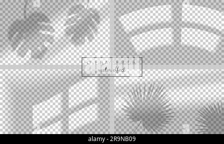Vector set with shadow overlays on transparent background. Window frame ...