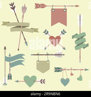 Vector set with ethnic arrows, ribbons, flags, hearts Stock Vector ...