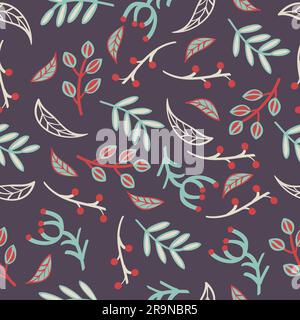 Vector seamless pattern with leaves, branches, laurels Stock Vector