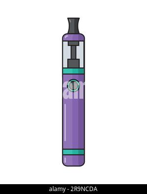 Vector flat illustration of electric tool for vaping. Vapor, electric cigarette, vaporizer e-cig icon. Stock Vector