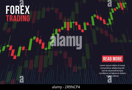 Vector background with stock market candlesticks chart. Forex trading creative design. Candlestick graph illustration for trade analytics Stock Vector