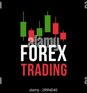 Vector logo with candlestick trading chart analyzing in forex Stock Vector