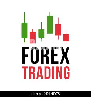 Vector logo with candlestick trading chart analyzing in forex Stock Vector